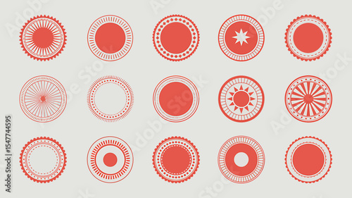 Collection of Red Circular Design Elements Decorative Frames and Borders for Branding