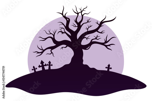 Creepy Forest Halloween Tree Vector Design