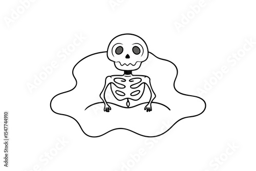 Grinning Skeleton Halloween Drawing