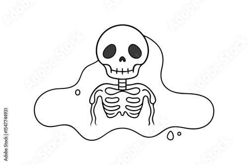 Halloween Skeleton Head Icon Illustration
