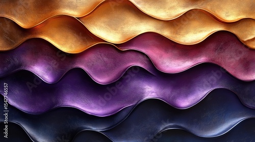 Iridescent Metallic Waves in Gold and Purple Hues