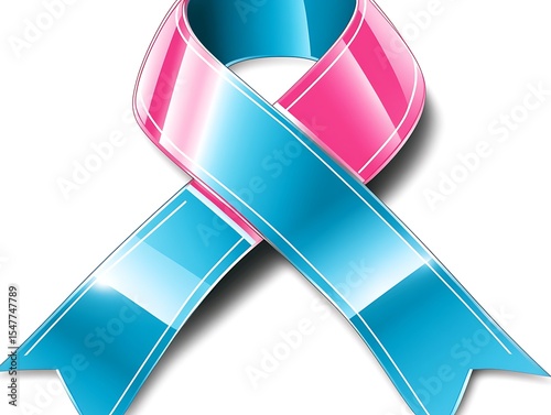 A two colored ribbon design with intertwined blue and pink sections
