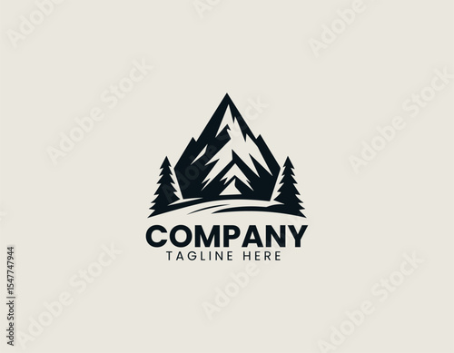 North mountain peak vector logo illustration in bold minimal style for adventure and travel themes