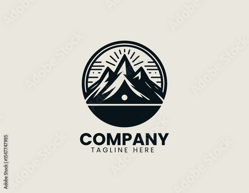 North mountain peak vector logo illustration in bold minimal style for adventure and travel themes