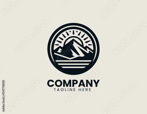 North mountain peak vector logo illustration in bold minimal style for adventure and travel themes
