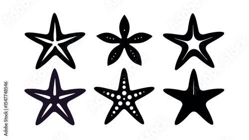 different starfish art set icons of silhouette vector illustration on white background
