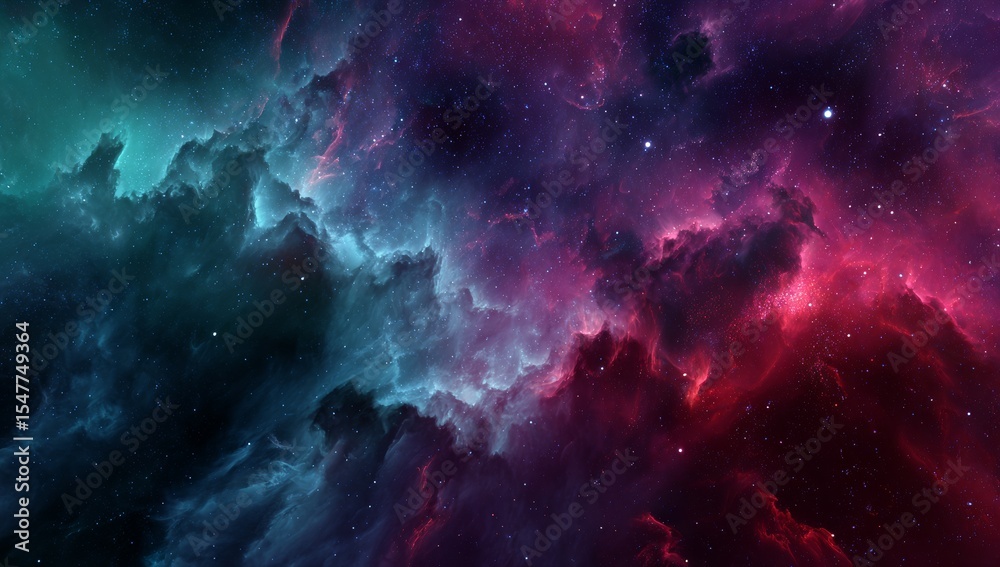 Fototapeta premium Vibrant Cloudscape A Spectacular Display of Cosmic Colors and Ethereal Beauty in the Depths of Space