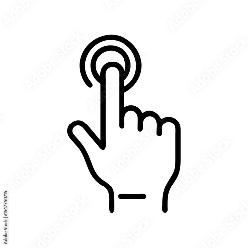Hand pressing a button in a minimal line art style  