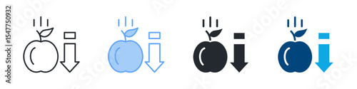 Gravity Icon Set Multiple Style. Designed In Outline, Blue, Glyph, Dual Tone
