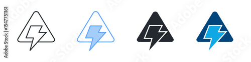 Voltage Icon Set Multiple Style. Designed In Outline, Blue, Glyph, Dual Tone