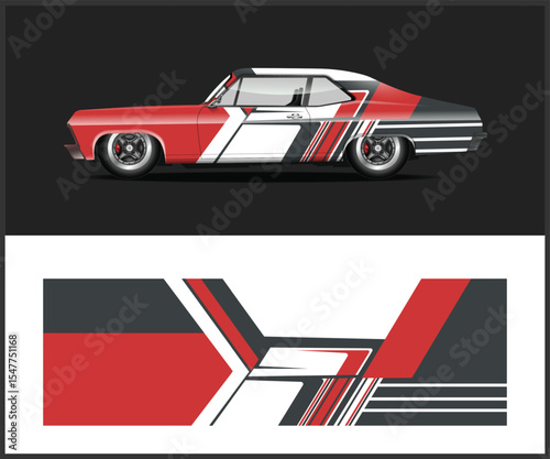 Red and Gray Car Wrap Design Template Stylish