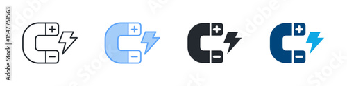 Magnet Icon Set Multiple Style. Designed In Outline, Blue, Glyph, Dual Tone