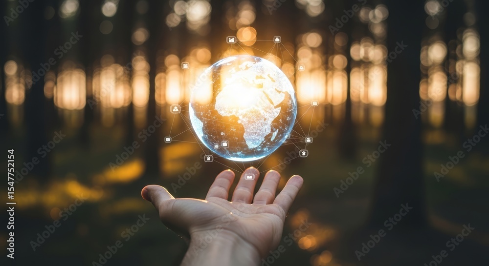 Fototapeta premium Protecting Our Planet A Global Responsibility in the Palm of Your Hand