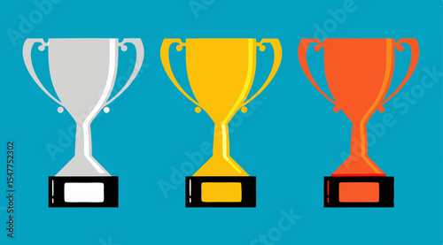 Trophy cups. Vector illustration