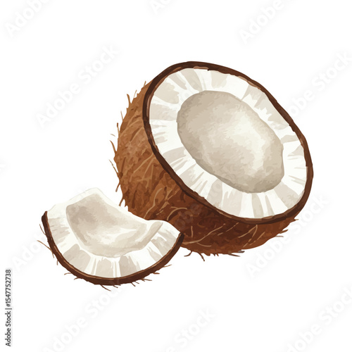 Vector watercolor coconut / 水彩テイストのココナッツイラスト