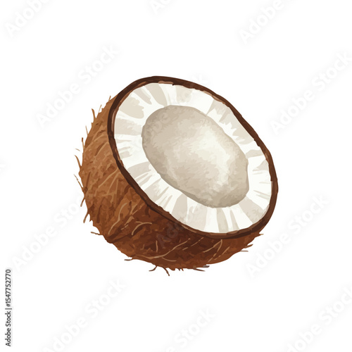 Vector watercolor coconut / 水彩テイストのココナッツイラスト