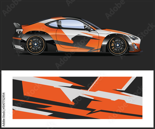 Orange and Black Car Wrap Design Template Stylish