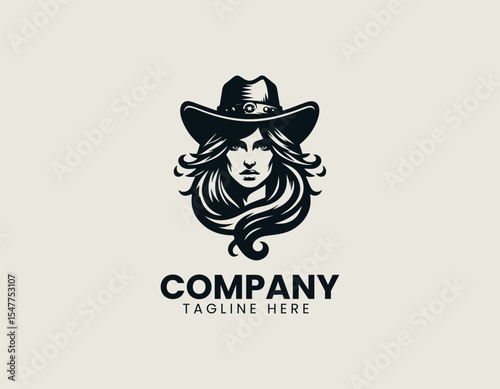 Wild West girl silhouette wearing cowboy hat and bandana depicted inside bold circular badge logo showing adventurous spirit