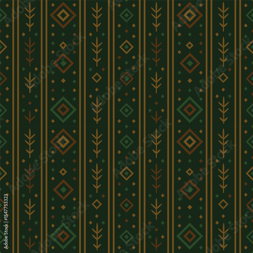Tribal Folk Seamless Pattern – suitable for fashion design, decoration, fabric, wallpaper and printing on dark background