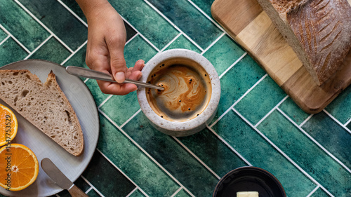 Canvas Print Overhead capture of a serene breakfast moment