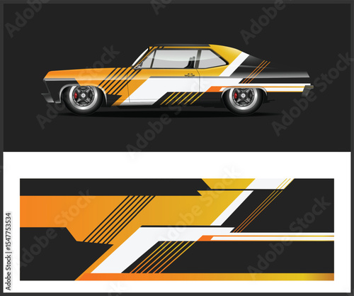 Custom Car Wrap Design Template with Yellow and Black