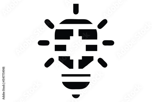 Modern Lightbulb Icon, Pixelated Design