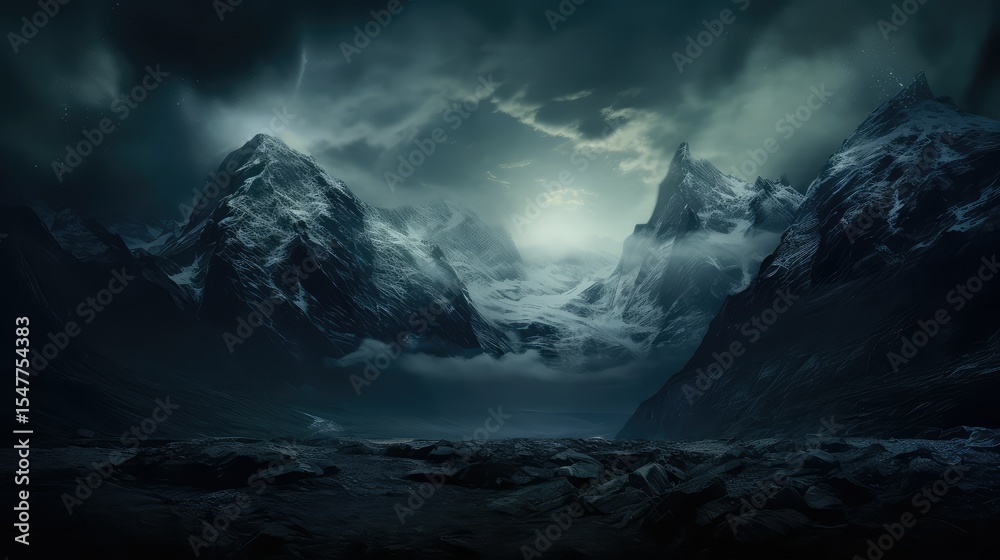 Obraz premium sinister dark evil background mountains