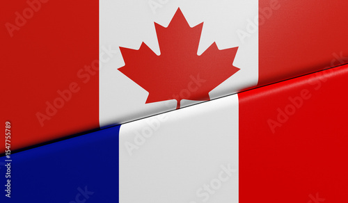 Drapeaux du Canada et de la France ensemble - rendu 3D