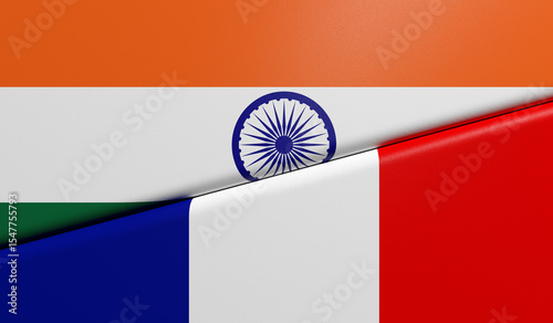 Drapeaux de l'Inde et de la France ensemble - rendu 3D	
