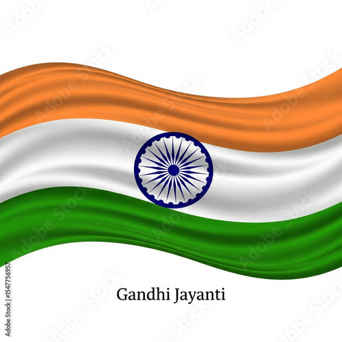 Waving Indian Flag, Gandhi ...