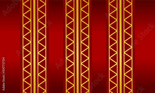 Red and gold vertical geometric stripe pattern with luxury background texture