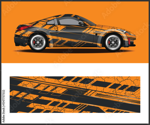 Orange and Black Car Wrap Design Template Stylish