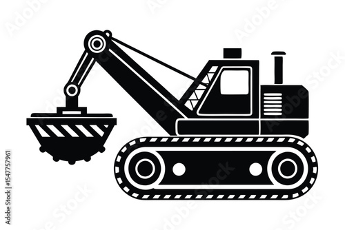 Powerful Excavator Heavy Duty Construction Machinery Illustration