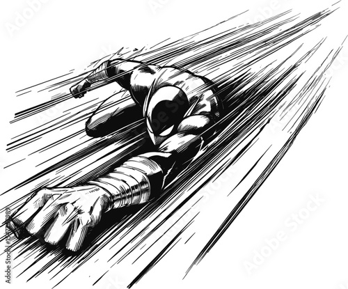 Dynamic motion, depicting strong lines, rapid speed streaks vintage linework ink sketch hand drawn pen drawing vector illustration background