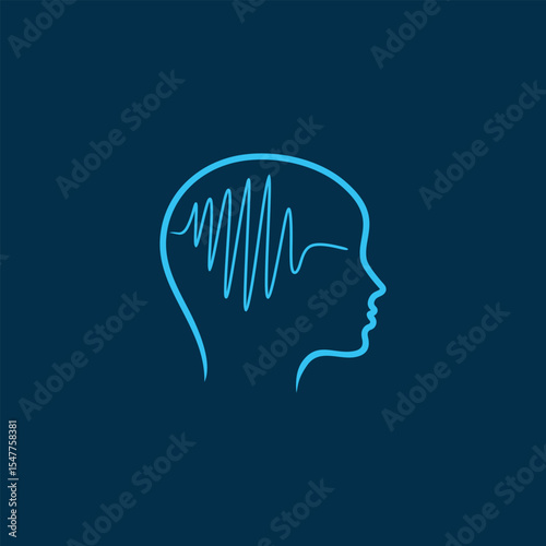 Human head mind and technology logo design