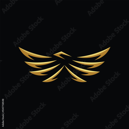 abstract gold eagle logo design