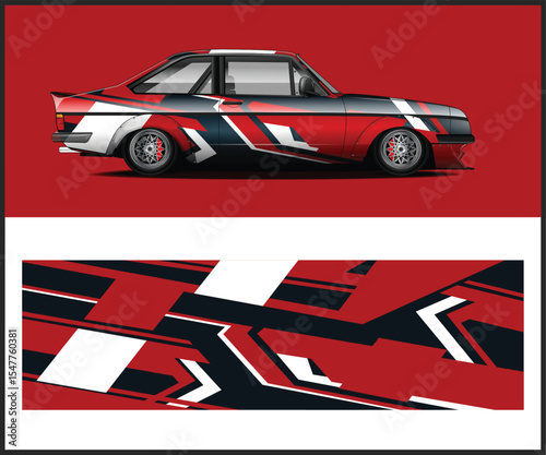 Red and Black Abstract Race Car Design and Livery