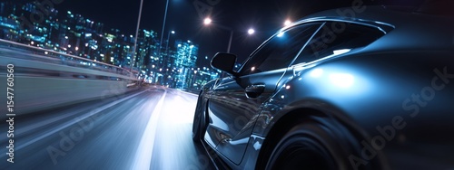 Night Drive Cityscape Speed and Luxury Car