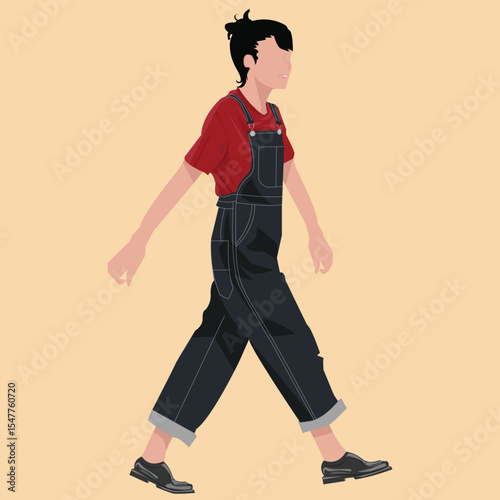 A young girl in a cheerful gait