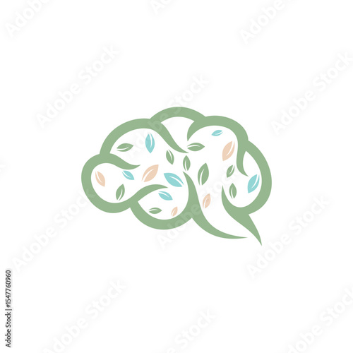 brain and leaf logo concept