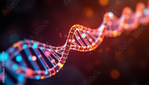 Dna Structure Visualization Stunning Render of a Gene Sequence Helix Glowing with Light