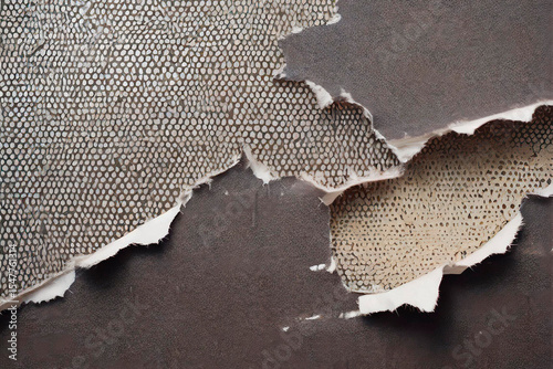 Textured Layers of Torn Fabric with Hexagonal Pattern