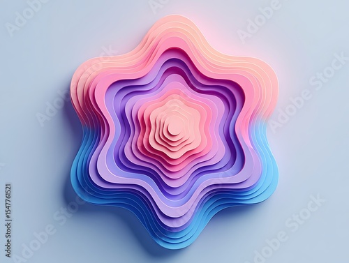 Abstract layered pastel flower shape design isolated on white background