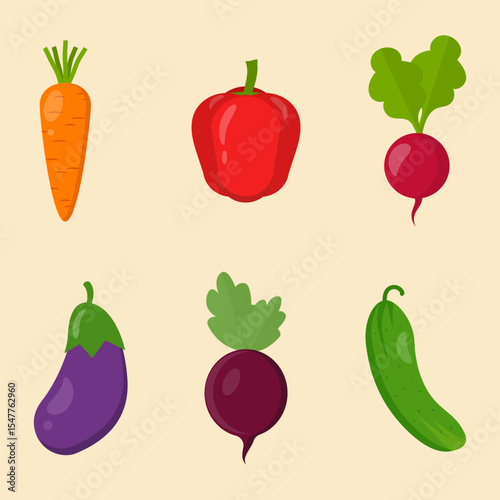 Farm fresh vegetables vector icons