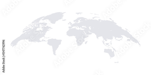 Curved world map grey isolated on white background