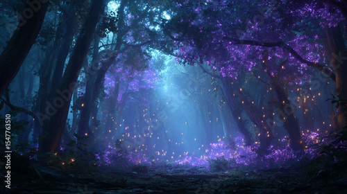 Enchanted Forest at Night, fantasy forest