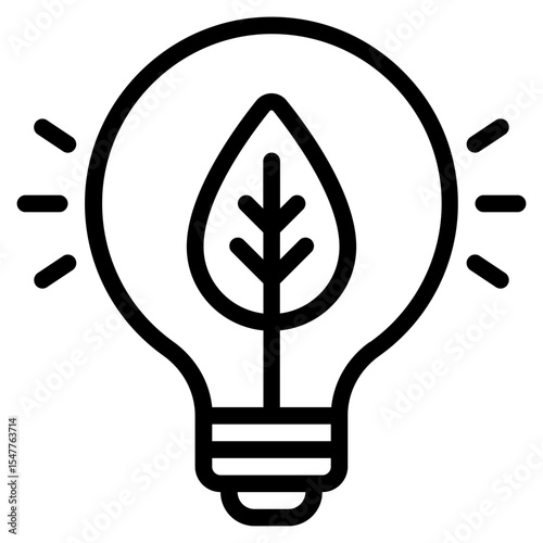 Icon Light Bulb with Leaf