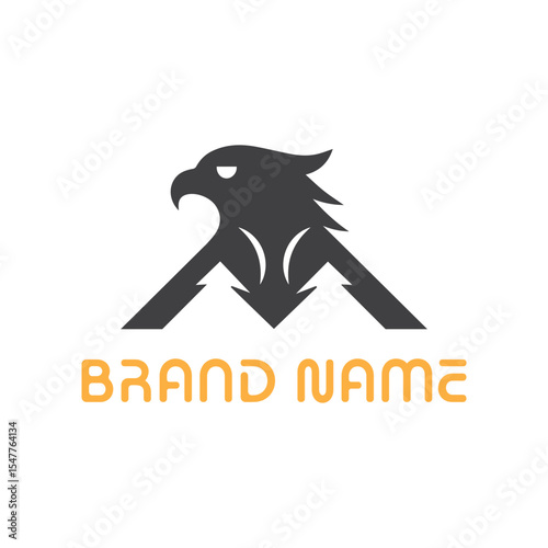 Abstract animal vector logo design with a silhouette of a hawk head