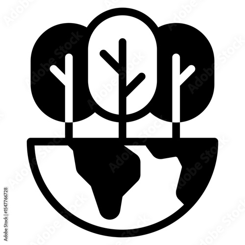 Tree Silhouette Inside Globe