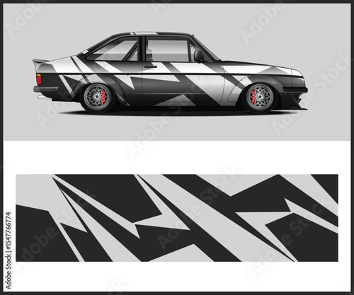 Custom Race Car Design with Abstract Geometric Wrap